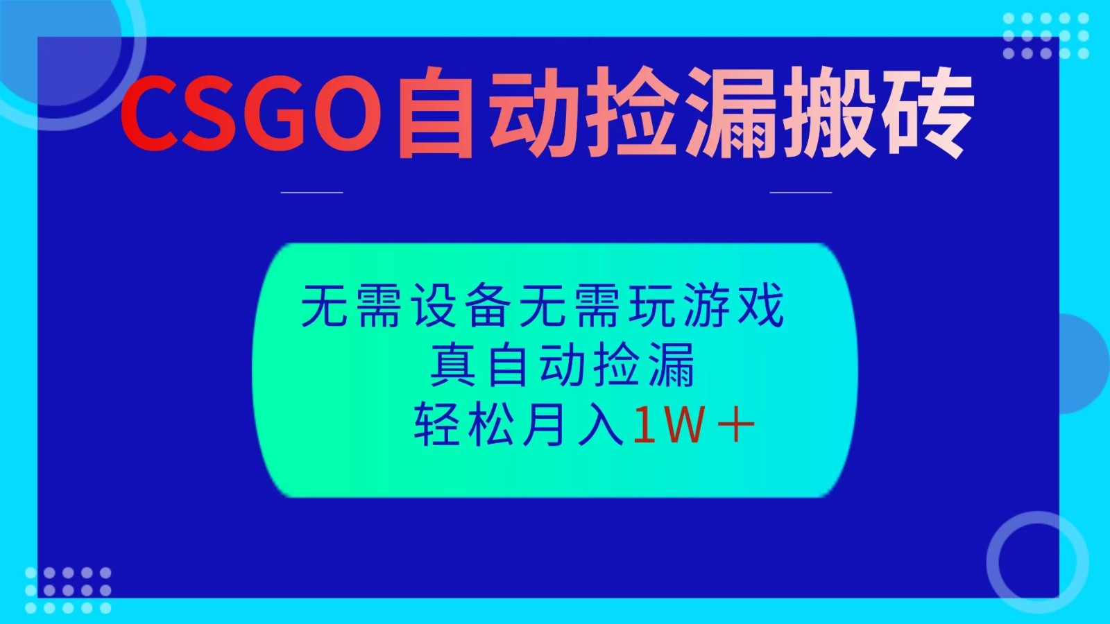 CSGO自动捡漏搬砖，当天操作当天见结果，无需了解游戏，包教包会包落地-校睿铺