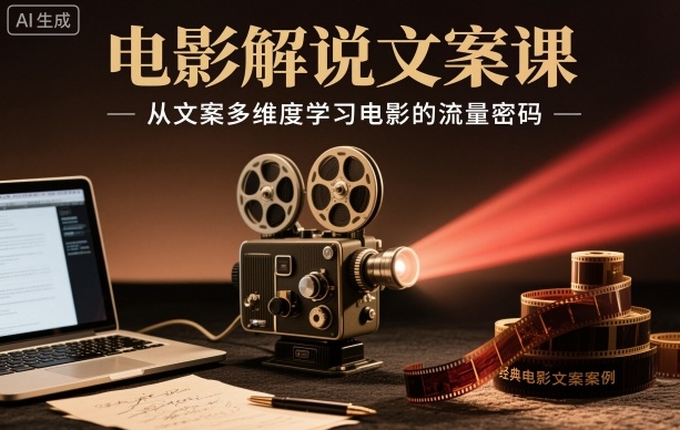 电影解说文案课，从文案多维度学习电影的流量密码-校睿铺
