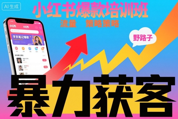 小红书爆款培训班，小红书获客野路子流量打法，暴力持续获客-校睿铺