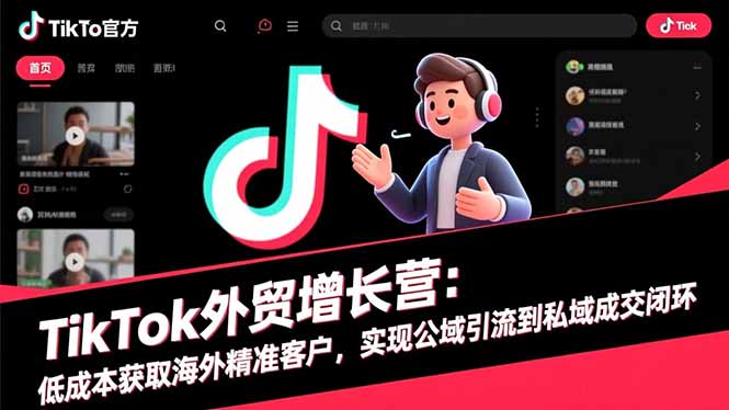 TikTok外贸增长营：低成本获取海外精准客户，实现公域引流到私域成交闭环-校睿铺
