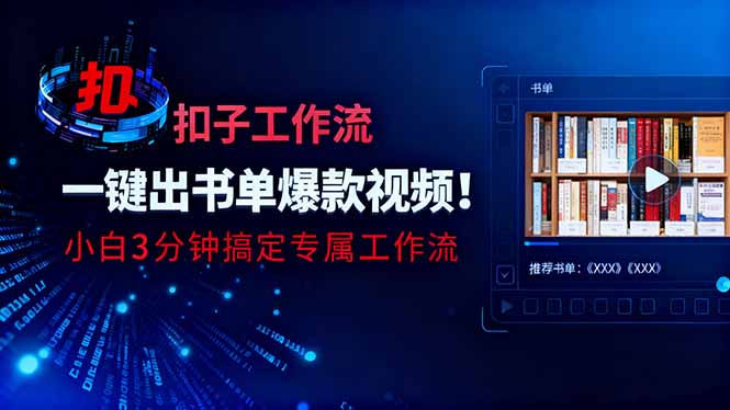 利用扣子工作流一键生成书单爆款视频，小白三分钟搞定专属工作流-校睿铺