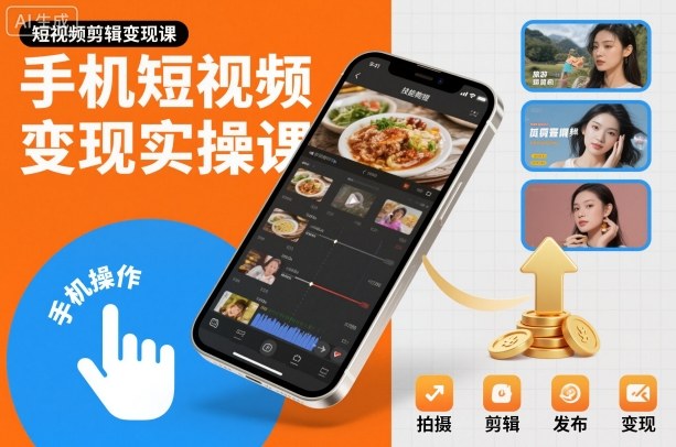 手机短视频变现实操课，短视频剪辑变现课-校睿铺