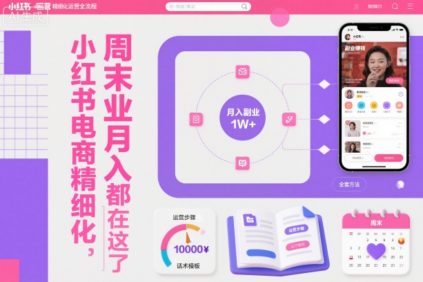 小红书电商精细化运营全流程，周末副业月入1W+，全套方法都在这了-校睿铺