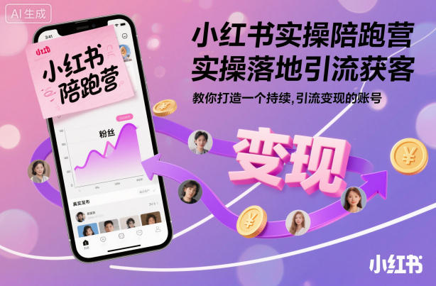 小红书实操陪跑营，实操落地引流获客，教你打造一个持续引流变现的账号-校睿铺