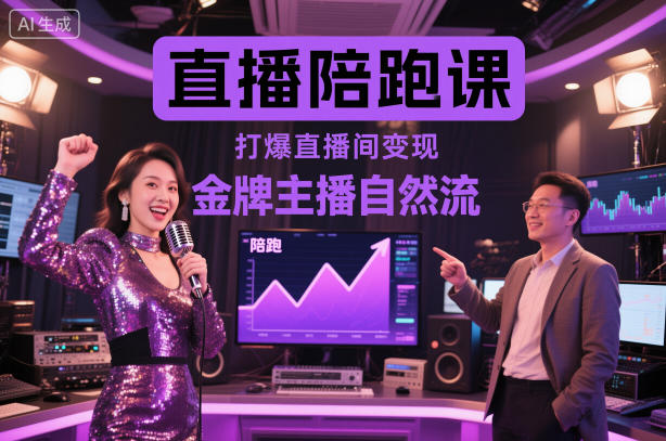 直播陪跑课，金牌主播自然流打爆直播间，复制高变现玩法-校睿铺