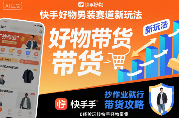 快手好物男装赛道新玩法，抄作业就行，0经验玩转快手好物带货-校睿铺