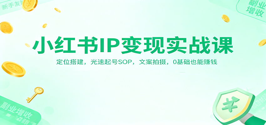 小红书IP变现实战课：定位搭建，光速起号SOP，文案拍摄，0基础也能赚钱-校睿铺