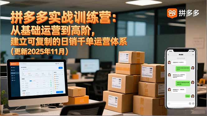 拼多多实战训练营：从基础运营到高阶，建立可复制的日销千单运营体系(更新11月-校睿铺