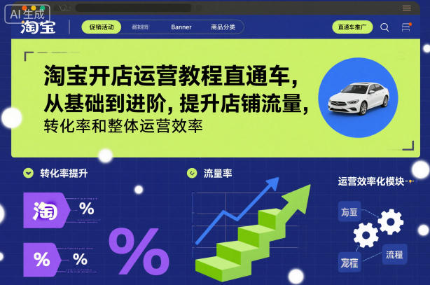 淘宝开店运营教程直通车，从基础到进阶，提升店铺流量，转化率和整体运营效率(更新11月)-校睿铺