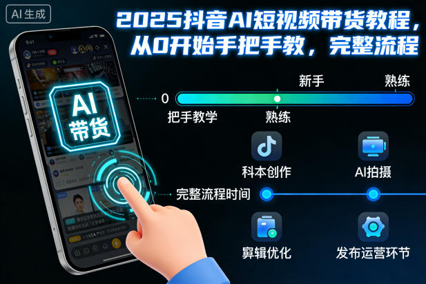 2025抖音AI短视频带货教程，从0开始手把手教，完整流程-校睿铺