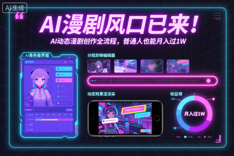 AI漫剧风口已来！AI动态漫剧创作全流程，普通人也能月入过1W-校睿铺