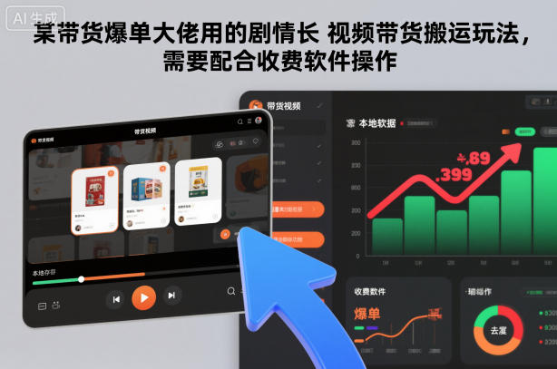 某带货爆单大佬用的剧情长视频带货搬运玩法，需要配合收费软件操作-校睿铺