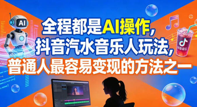 全程都是AI操作，抖音汽水音乐人玩法，普通人最容易变现的方法之一-校睿铺