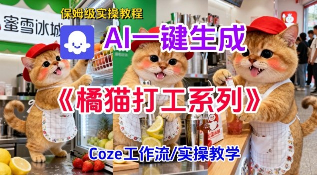 Coze扣子工作流一键生成胖橘猫打工短视频，保姆级实操搭建教学-校睿铺