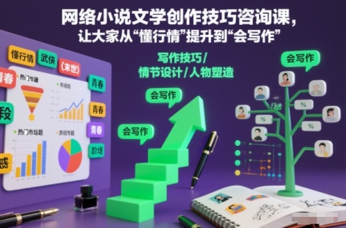 网络小说文学创作技巧咨询课，让大家从“懂行情”提升到”会写作”的高度-校睿铺