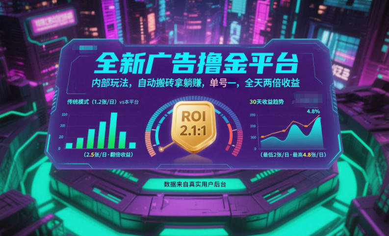 全新广告撸金平台，内部玩法，自动搬砖拿躺賺，单号一天保底2张+，全天两倍收益【揭秘】-校睿铺