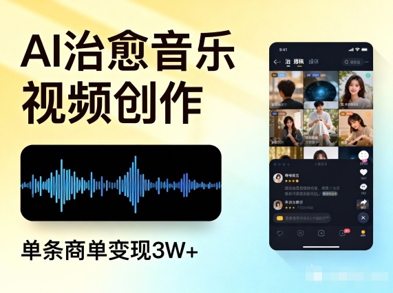 AI做治愈音乐视频，多平台投稿，单条商单变现3W+-校睿铺