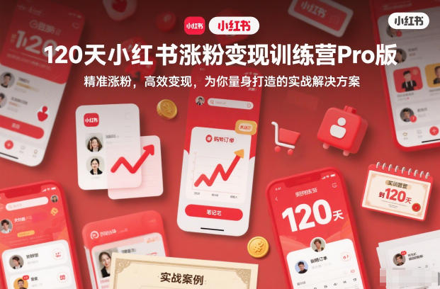 120天小红书涨粉变现训练营Pro版，​精准涨粉，高效变现​，为你量身打造的实战解决方案-校睿铺