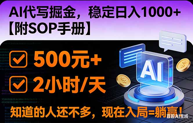 2026风口项目,AI代写掘金，稳定日入1000+，掌握核心技能【附SOP手册】-校睿铺