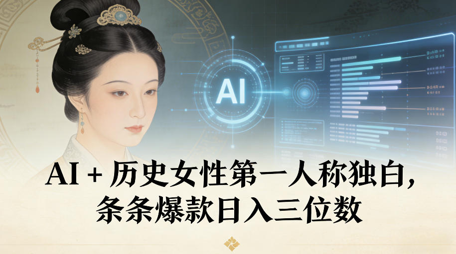 AI+历史女性第一人称独白，条条爆款日入三位数-校睿铺