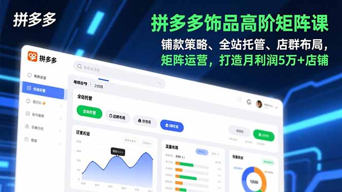 拼多多饰品高阶矩阵课，铺款策略、全站托管、店群布局，矩阵运营，打造月利润5万+店铺-校睿铺