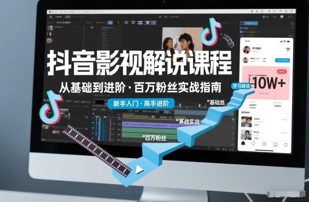 抖音百万粉丝影视解说课程，基础到进阶课，适合新手和进阶学习-校睿铺