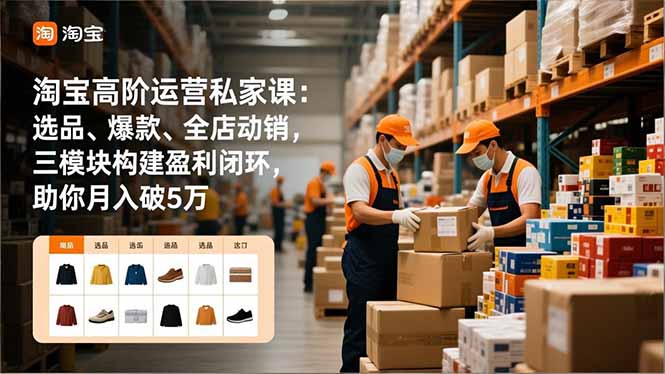 淘宝高阶运营私家课：选品、爆款、全店动销，三模块构建盈利闭环，助你月入破5万(更新12月-校睿铺