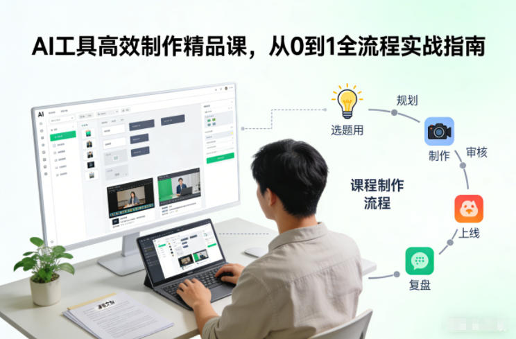 AI工具高效制作精品课，从0到1全流程实战指南-校睿铺