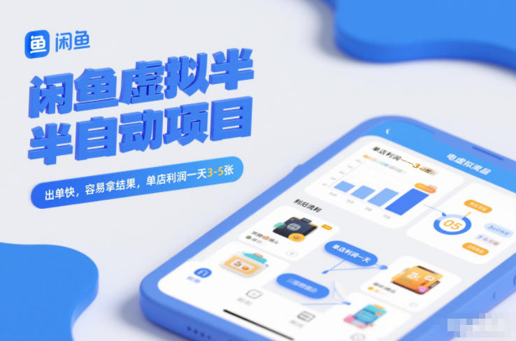 闲鱼虚拟半自动项目，出单快，容易拿结果，单店利润一天3-5张-校睿铺