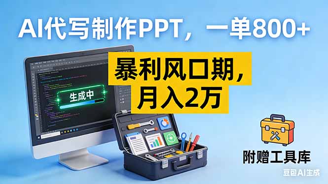 AI代写制作PPT，一单800+， 暴利风口期，月入2万【附工具】-校睿铺