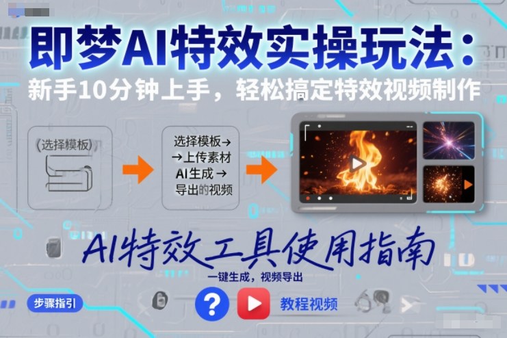 即梦AI特效实操玩法：新手10分钟上手，轻松搞定特效视频制作-校睿铺