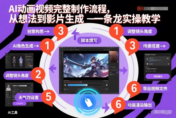 AI动画视频完整制作流程，从想法到影片生成一条龙实操教学-校睿铺