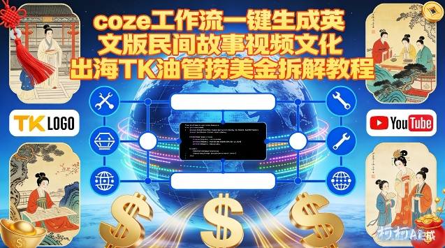 Coze扣子工作流一键生成英文版民间故事视频，文化出海TK油管捞美金拆解教程-校睿铺
