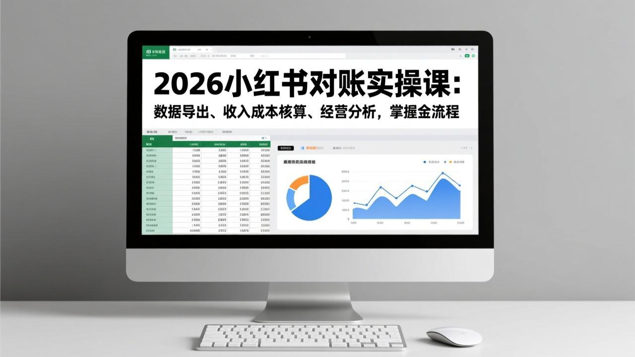 2026小红书对账实操课：数据导出、收入成本核算、经营分析，掌握全流程-校睿铺