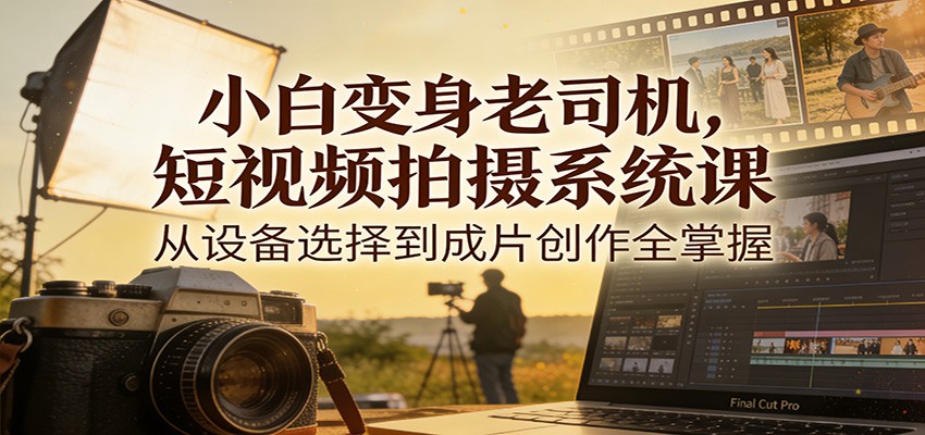 小白变身老司机，短视频拍摄系统课，从设备选择到成片创作全掌握-校睿铺