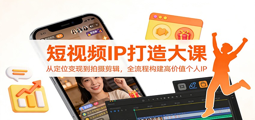 短视频IP打造大课：从定位变现到拍摄剪辑，全流程构建高价值个人IP-校睿铺