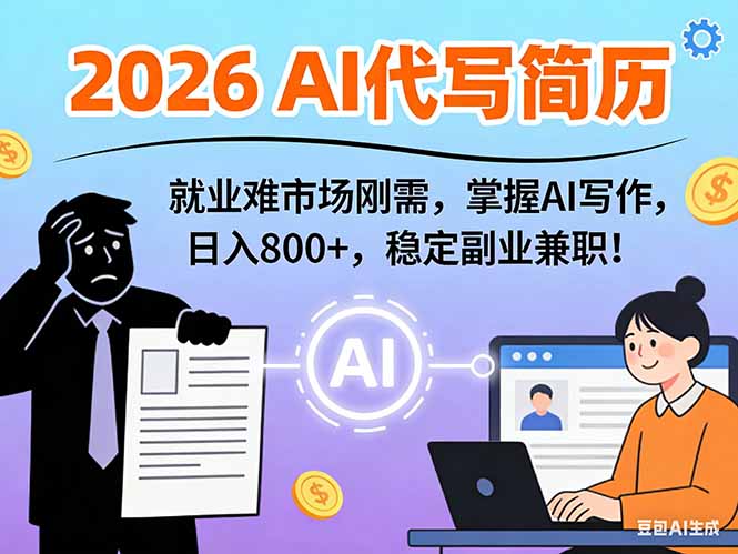 AI代写简历，超暴利，用万能模板月入1-3万实战教程，2026年市场刚需！-校睿铺