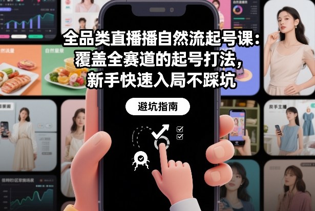 全品类直播自然流起号课：覆盖全赛道的起号打法，新手快速入局不踩坑-校睿铺