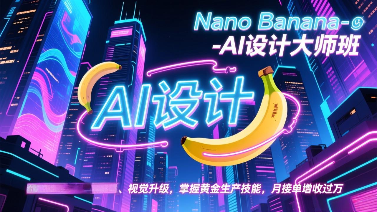 Nano Banana-AI设计大师班，修图合成、广告创作、视觉升级，掌握黄金生产技能，月接单增收过万-校睿铺