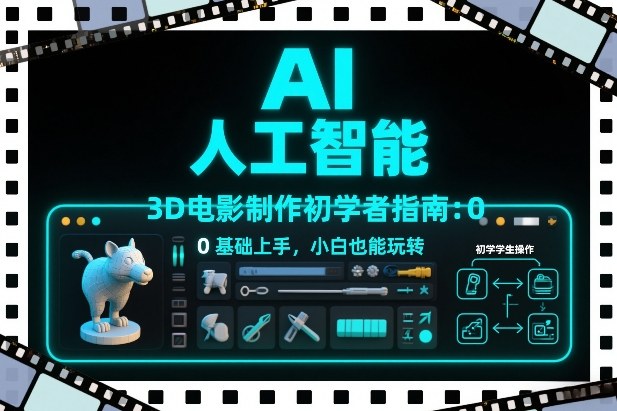 AI人工智能3D电影制作初学者指南：0基础上手，小白也能玩转-校睿铺