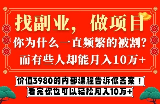 价值3980的网创内部课程，告诉你互联网创业月入10个W的秘密【揭秘】-校睿铺