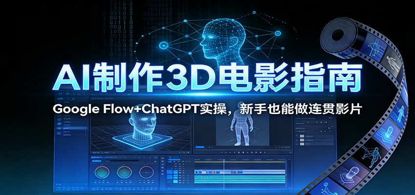 AI制作3D电影指南：Google Flow+ChatGPT实操，新手也能做连贯影片-校睿铺