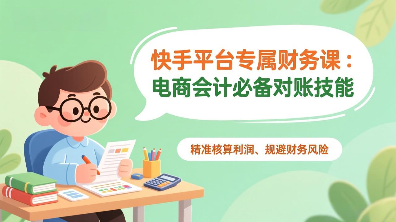 快手平台专属财务课：电商会计必备对账技能，精准核算利润、规避财务风险-校睿铺