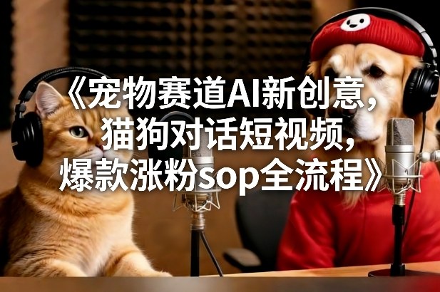 宠物赛道AI新创意，猫狗对话短视频，爆款涨粉sop全流程-校睿铺
