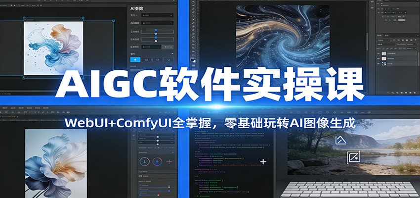 AIGC软件实操课：WebUI+ComfyUI全掌握，零基础玩转AI图像生成-校睿铺