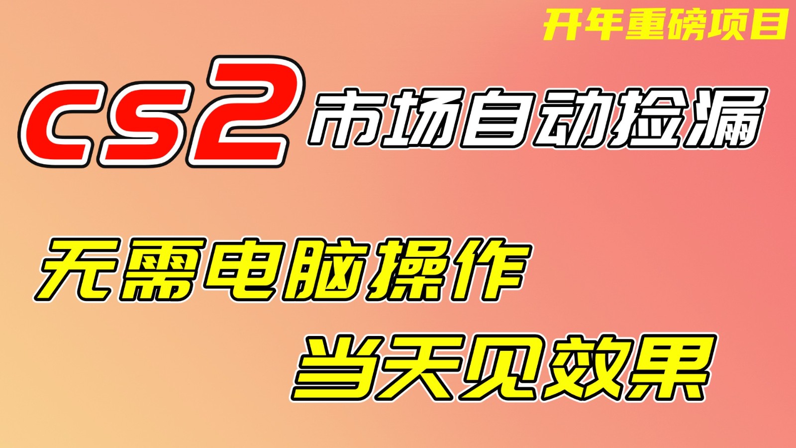 CS2市场挂机项，无需电脑操作，无需进入游戏，当天见效果，支持任何形式验证-校睿铺