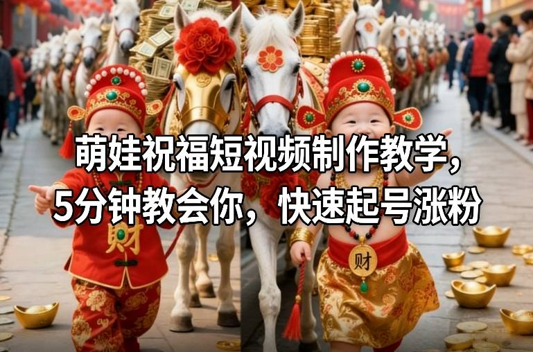 萌娃祝福短视频制作教学，5分钟教会你，快速起号涨粉-校睿铺