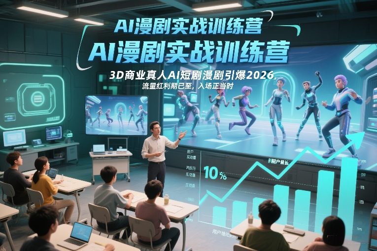 AI漫剧实战训练营，3D商业真人AI短剧漫剧引爆2026，流量红利期已至，入场正当时-校睿铺
