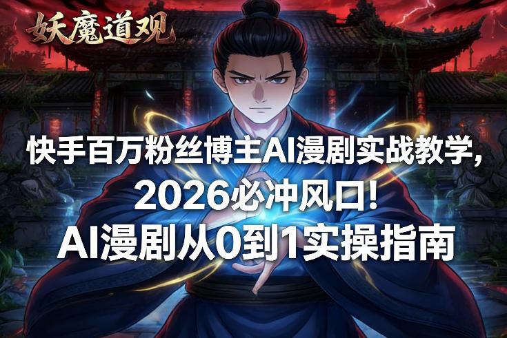 快手百万粉丝博主AI漫剧实战教学，2026必冲风口！AI漫剧从0到1实操指南-校睿铺