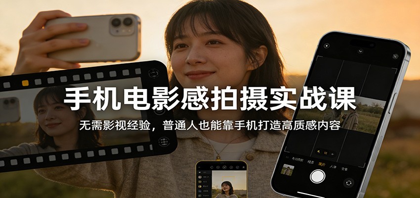 手机电影感拍摄实战课：无需影视经验，普通人也能靠手机打造高质感内容-校睿铺